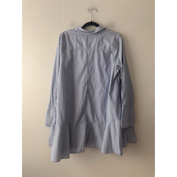 Free People All For You Striped Shirt Dress Blue Size Large Tunic Preppy Cotton - Picture 10 of 11